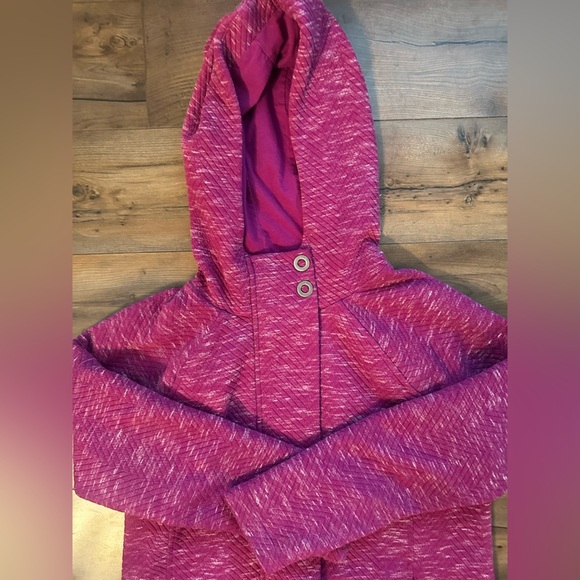 💕 T by Talbots Quilted Knit Longline Hooded Jacket | Size M | Raspberry Heather - Picture 7 of 10